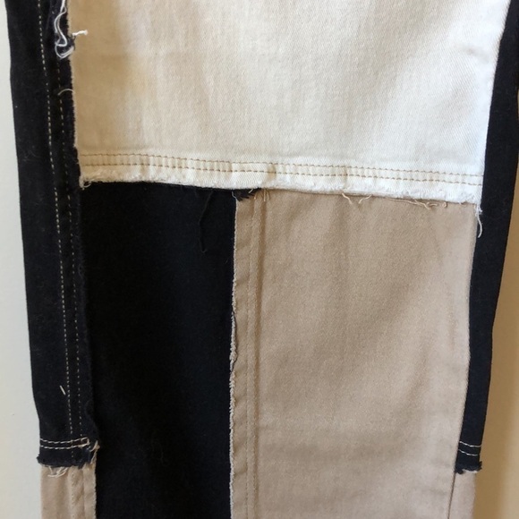 PATCHWORK straight leg jeans black tan and off white colorway. - Picture 5 of 10